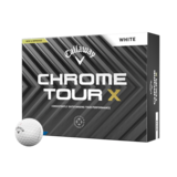 Callaway Chrome Tour X golfballen met logo, voorkant van de doos met de Callaway Chrome Tour X ervoor