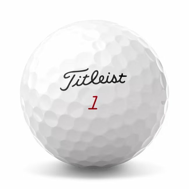 Titleist ProV1x golfballen met logo, het logo van Titleist afgebeeld op de bal