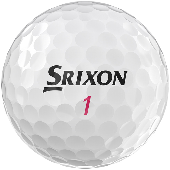 Srixon Soft Feel Lady golfballen met logo, het logo van Srixon afgebeeld op de bal
