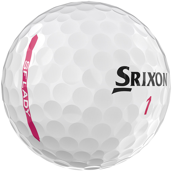 Srixon Soft Feel Lady golfballen met logo, het logo van Srixon afgebeeld op de bal met het lijntje op de golfbal
