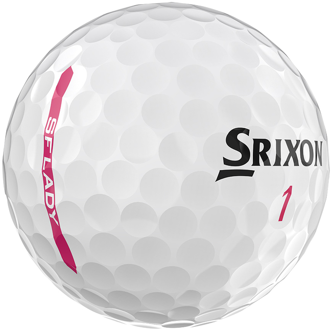 Srixon Soft Feel Lady golfballen met logo, het logo van Srixon afgebeeld op de bal met het lijntje op de golfbal
