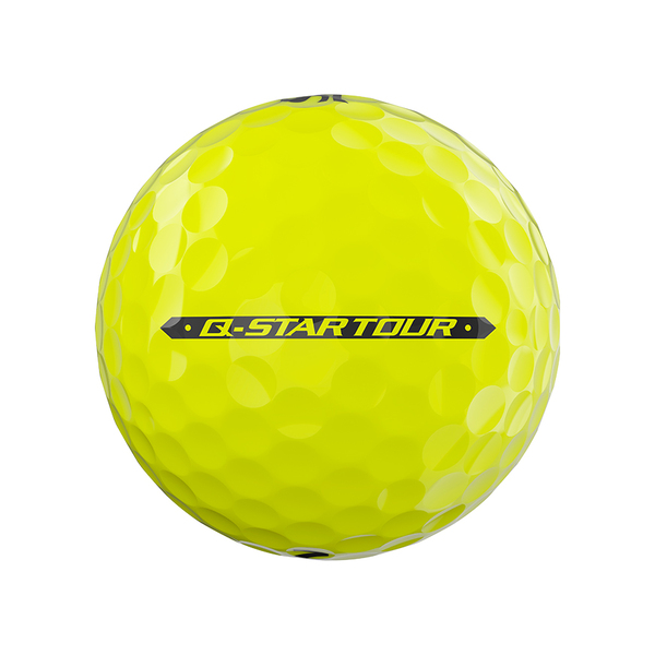 Gele Srixon Q-Star Tour golfballen met logo, het lijntje op de Srixon golfbal