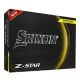 Gele Srixon Z-Star golfballen met logo, voorkant van de doos