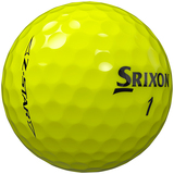 Gele Srixon Z-Star golfballen met logo, het logo van Srixon afgebeeld op de bal