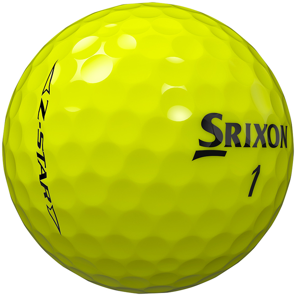Gele Srixon Z-Star golfballen met logo, het logo van Srixon afgebeeld op de bal