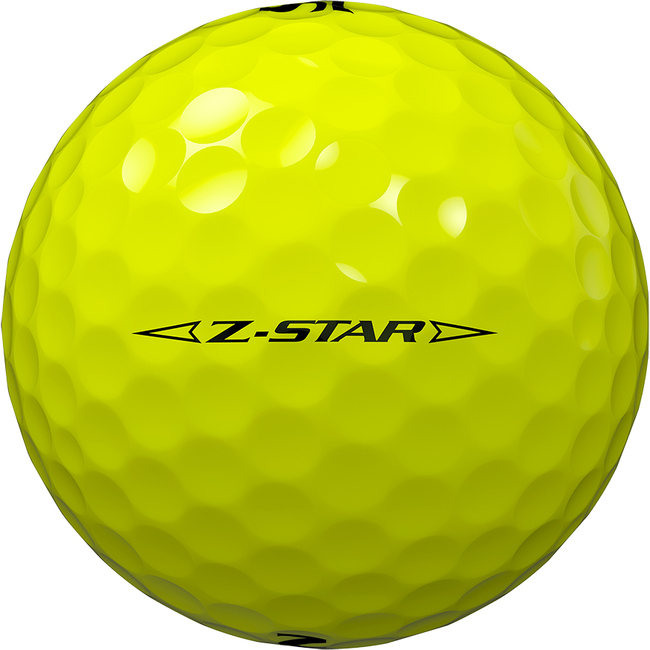 Gele Srixon Z-Star golfballen met logo, het lijntje op de Srixon golfbal