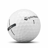 Taylormade Distance+ golfballen met logo, het logo van Taylormade afgebeeld op de bal