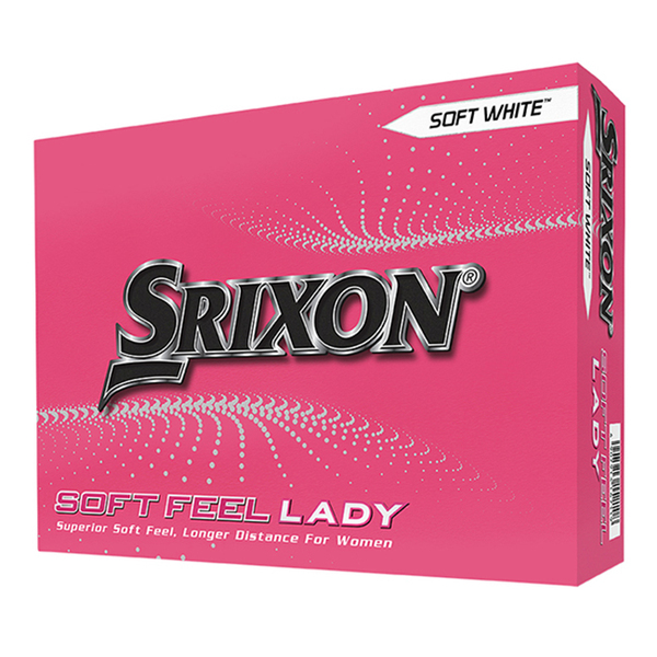 Srixon Soft Feel Lady golfballen met logo, voorkant van de doos