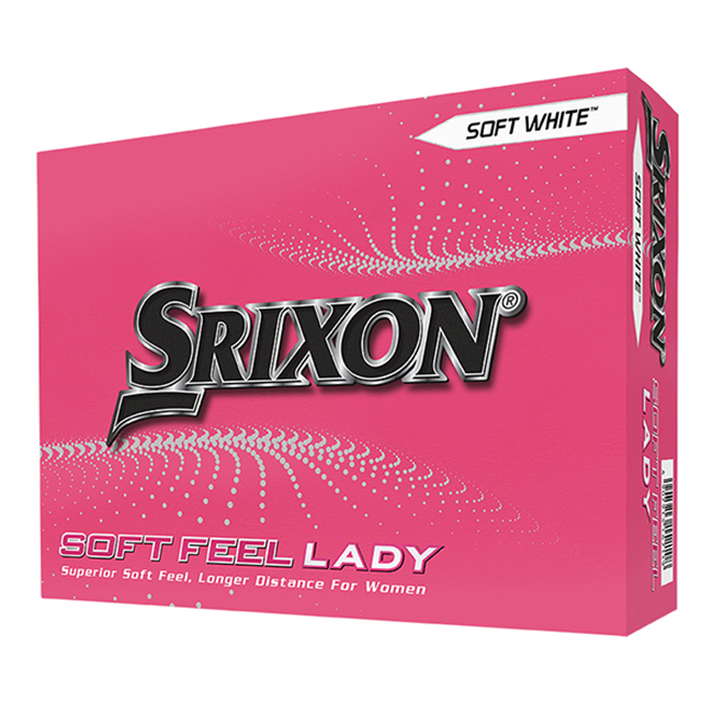 Srixon Soft Feel Lady golfballen met logo, voorkant van de doos
