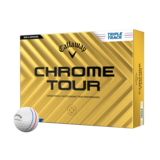 Callaway Chrome Tour Triple Track golfballen met logo, voorkant van de doos met de Callaway Chrome Tour Triple Track ervoor