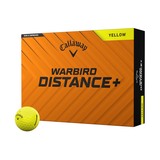 Gele Callaway Warbird golfballen met logo, voorkant van de doos met de Callaway Warbird ervoor
