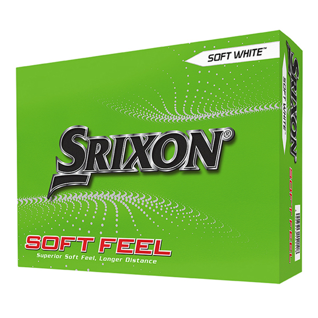 Srixon Soft Feel golfballen met logo, voorkant van de doos
