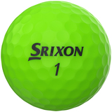 Groene Srixon Soft Feel Brite golfballen met logo, het logo van Srixon afgebeeld op de bal