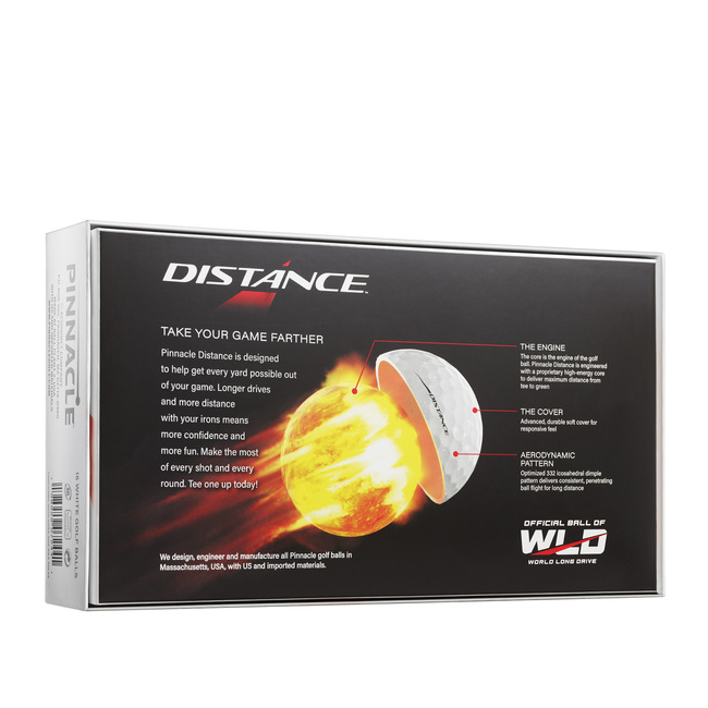 Pinnacle Distance golfballen met logo, achterkant van de doos