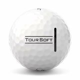 Titleist Tour Soft golfballen met logo, het lijntje op de Titleist Tour Soft golfbal