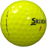 Gele Srixon Z-Star XV golfballen met logo, het logo van Srixon afgebeeld op de bal met het lijntje op de golfbal
