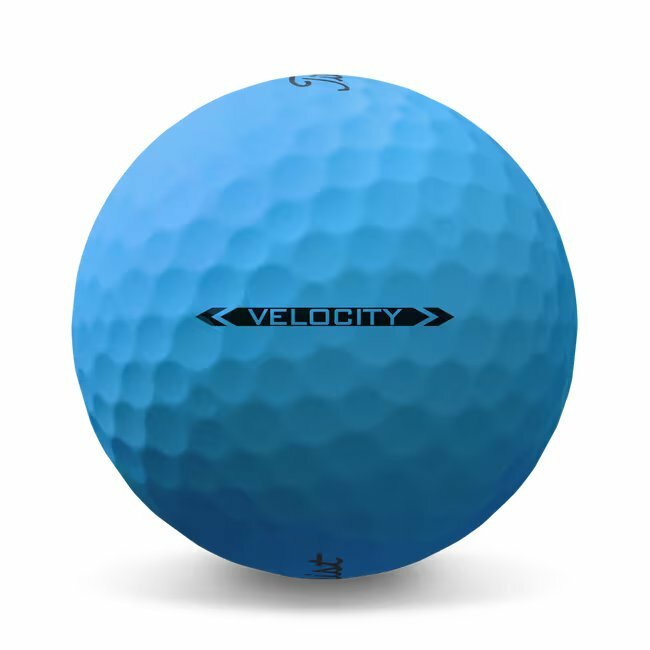 Blauwe Titleist Velocity golfballen met logo, het lijntje op de Titleist golfbal
