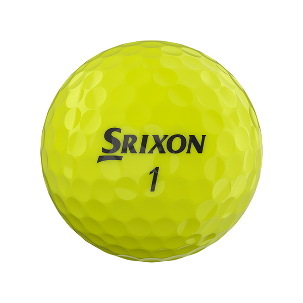 Gele Srixon Q-Star golfballen met logo, het logo van Srixon afgebeeld op de bal
