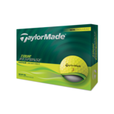 Gele Taylormade Tour Response golfballen met logo, voorkant van de doos